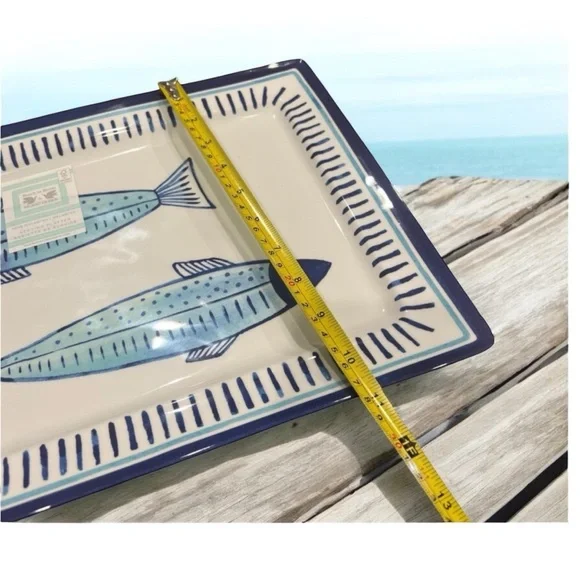 Blue Fish Pattern Rectangular Platter - Picture 4 of 4